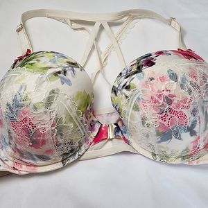 Cacique 42D bra, boost plunge, floral, underwire